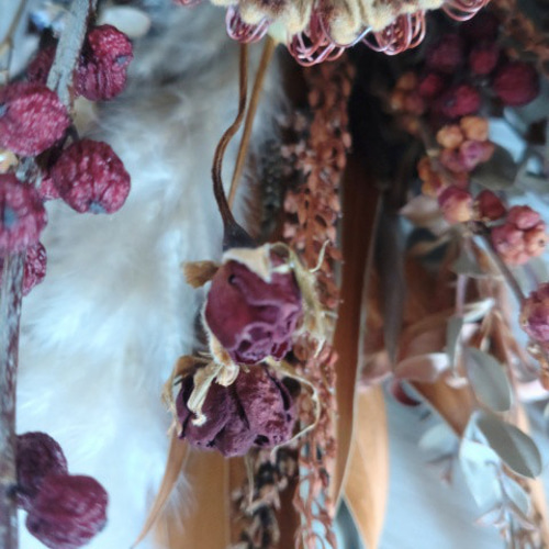 ボルドーカラーのドライフラワースワッグ スワッグ lea pua 通販  