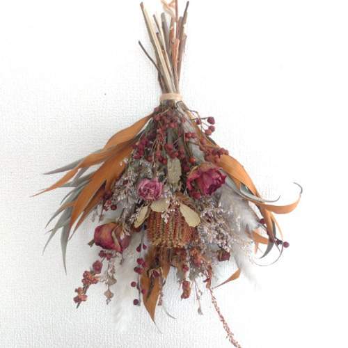 ボルドーカラーのドライフラワースワッグ スワッグ lea pua 通販  