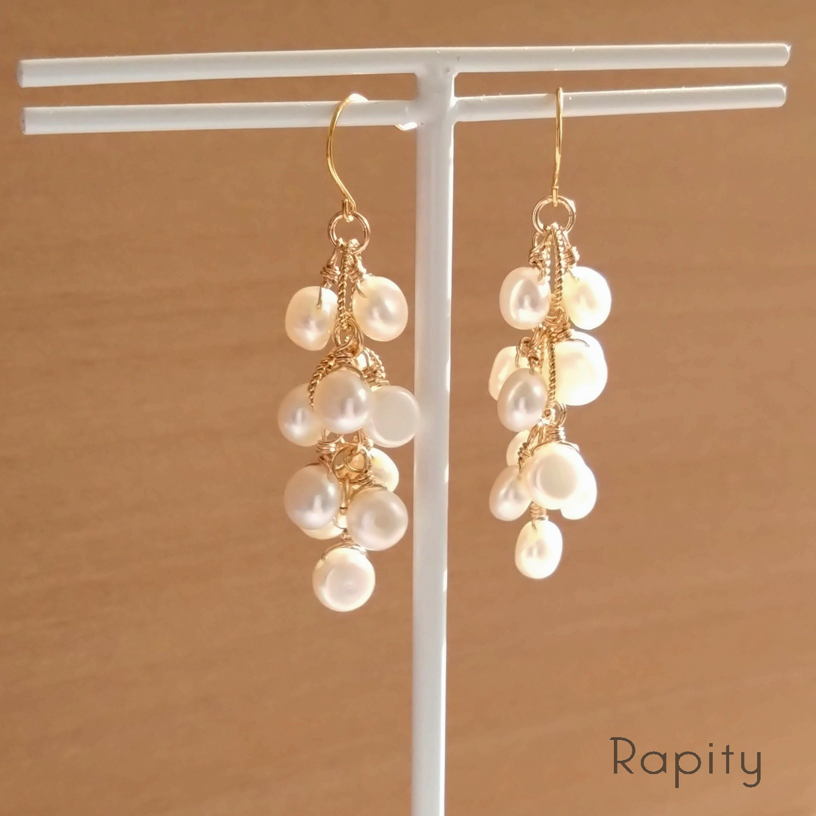 14kgf☆淡水パール デザインピアス