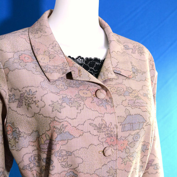 着物リメイク　ロングワンピース＆ロングコート(絹着物地）大島紬 長袖 7枚目の画像