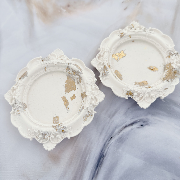 アンティークトレイ/アクセサリー・ホワイト、・白・シャビーシック・撮影小物・イベント什器・母の日・プレゼント 5枚目の画像