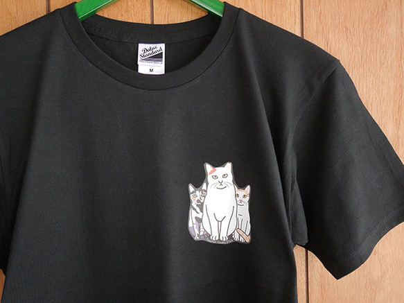 new猫半袖Tシャツ黒/とうこ先生 1枚目の画像
