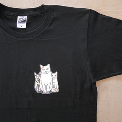 new猫半袖Tシャツ黒/とうこ先生 3枚目の画像