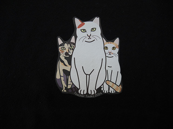 new猫半袖Tシャツ黒/とうこ先生 2枚目の画像