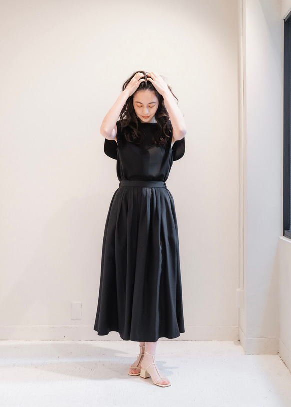 Sarasara skirt　ブラック　sai　日本製　ストレスフリー　体型カバー　スカート　フリーサイズ　即納 11枚目の画像