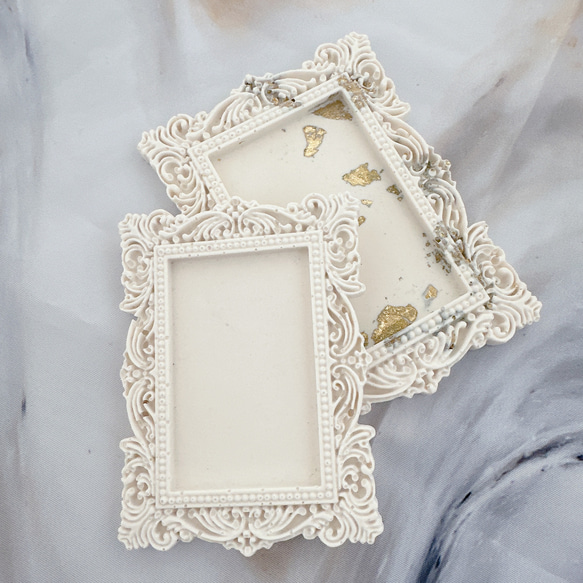 額縁アンティークトレイ・大/アクセサリー、ホワイト、白、シャビーシック・大人可愛い・撮影小物・イベント什器・店舗什器 2枚目の画像