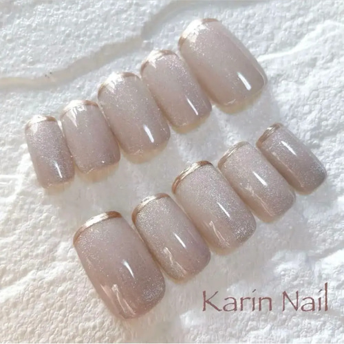 ニュアンスネイル ワンカラー ゴールド ジェルネイル マグネット  