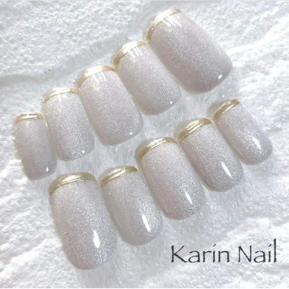 ニュアンスネイル ワンカラー ゴールド ジェルネイル マグネット  