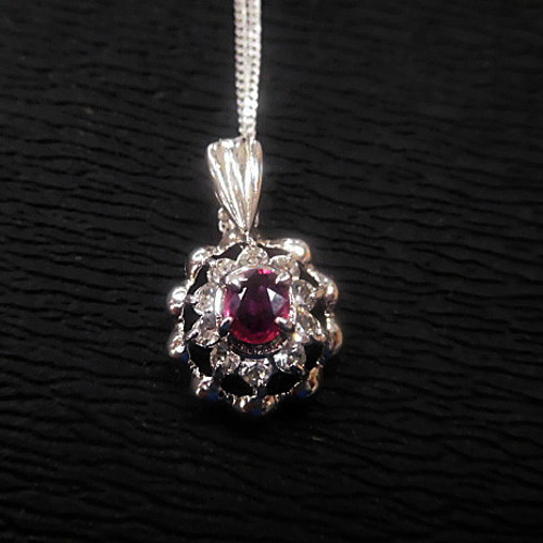 天然石 SILVER925 ピンクサファイアネックレス(ペンダント) 240101204  