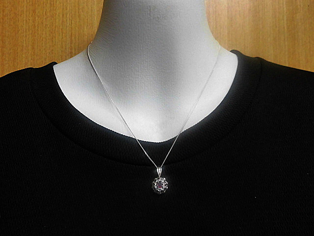 天然石 SILVER925 ピンクサファイアネックレス(ペンダント)      240101204