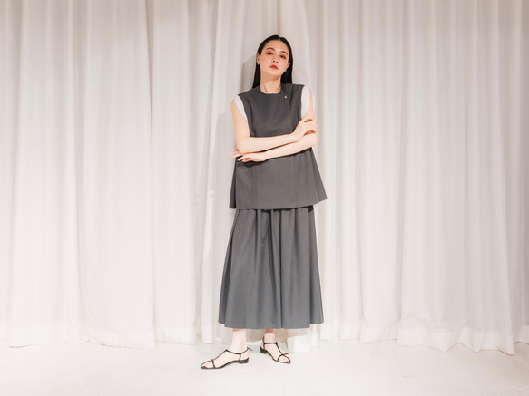Sarasara skirt　グレー　sai　日本製　ストレスフリー　体型カバー　スカート　フリーサイズ　即納 17枚目の画像