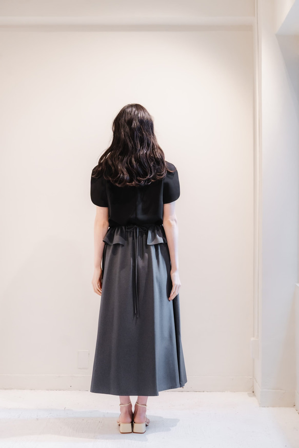 Sarasara skirt　グレー　sai　日本製　ストレスフリー　体型カバー　スカート　フリーサイズ　即納 4枚目の画像