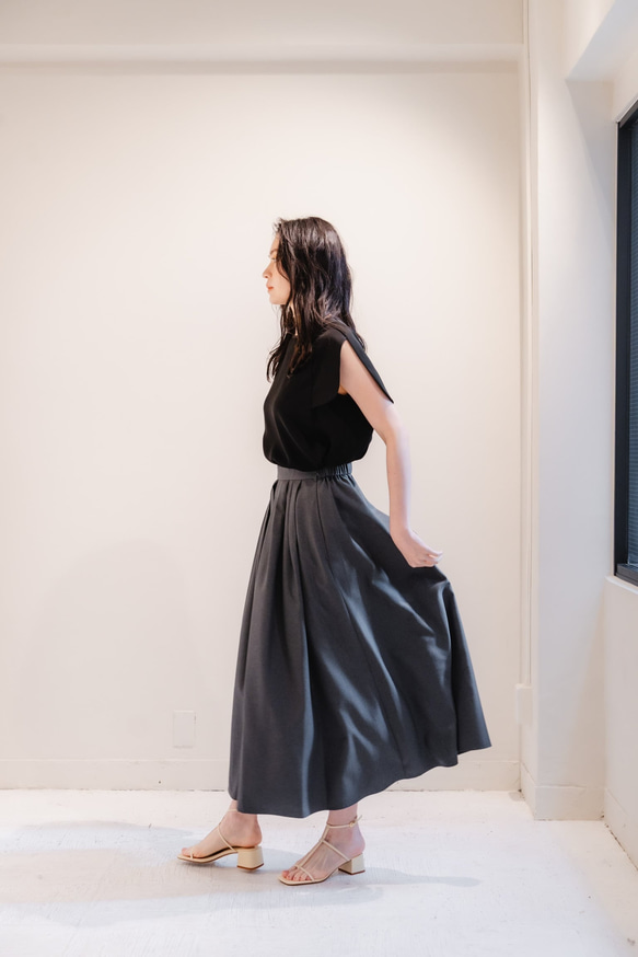 Sarasara skirt　グレー　sai　日本製　ストレスフリー　体型カバー　スカート　フリーサイズ　即納 12枚目の画像