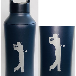 ゴルフ柄彫刻 ゴルフの記念品に  名入れ　sokomo そこまで洗えるボトル 500ml  人気のブラック　送料無料 3枚目の画像