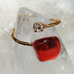 再再再販ハンドメイドアンダラクリスタル　フリーサイズリング　Ｋ16GP 再再再販アンダラクリスタル フリーサイズリング K16GP 指輪