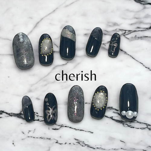 17.黒ネイル 大人ネイル マグネットネイル シンプルネイル ネイル