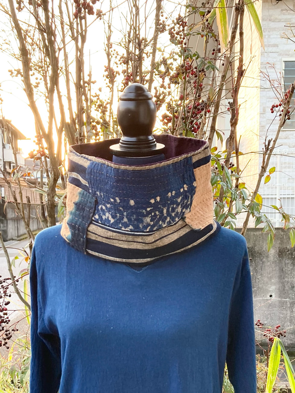 藍染め古布リメイク パッチワークスカート （古布リメイク 襤褸 藍染め 