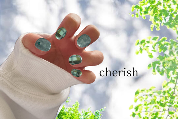 20.緑ネイル シンプルネイル チェックネイル マグネットネイル 4枚目の画像