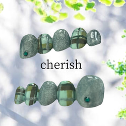 20.緑ネイル シンプルネイル チェックネイル マグネットネイル 2枚目の画像