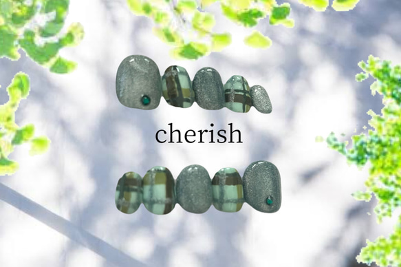 20.緑ネイル シンプルネイル チェックネイル マグネットネイル 3枚目の画像