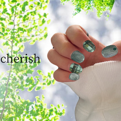 20.緑ネイル シンプルネイル チェックネイル マグネットネイル 5枚目の画像