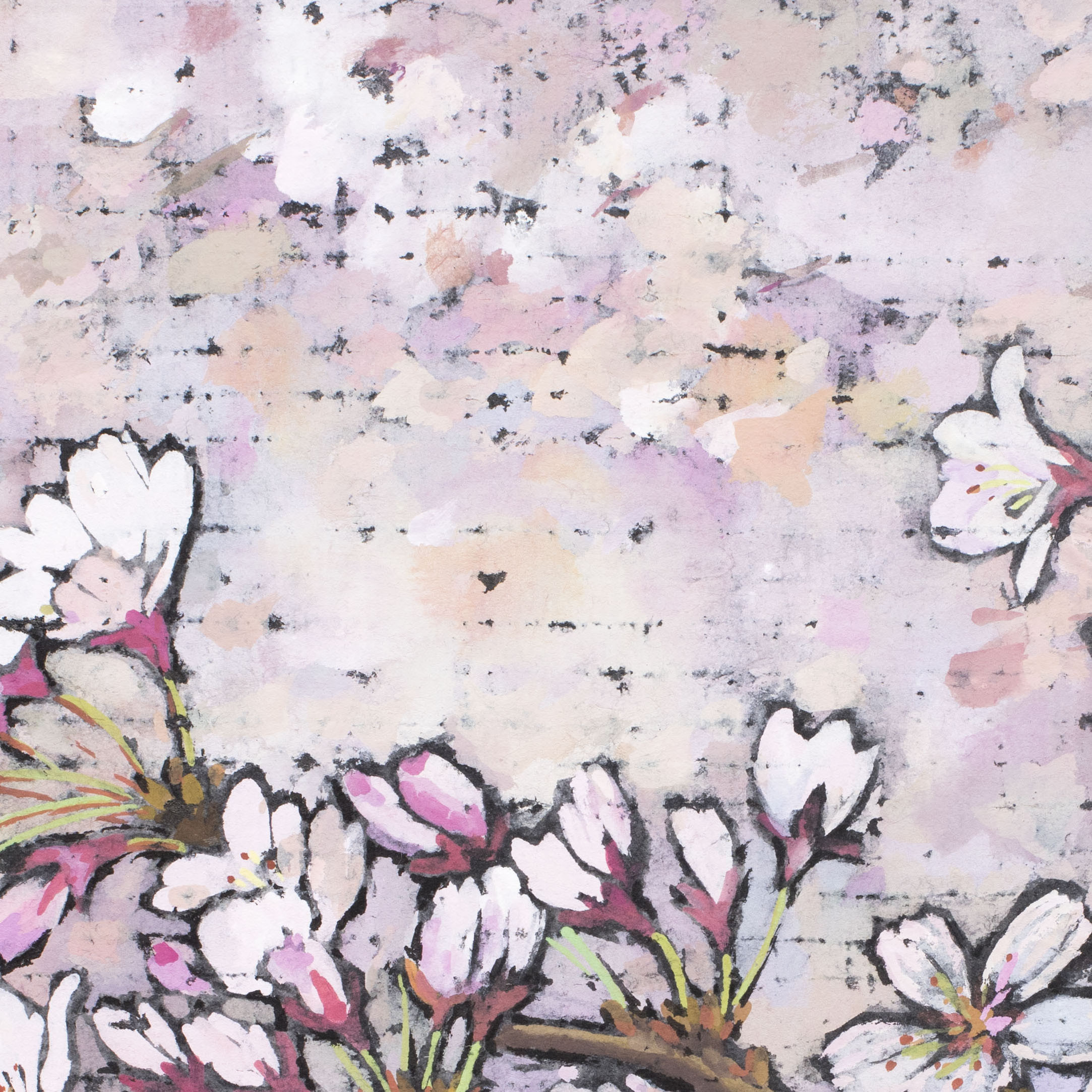 水彩画原画パンジー花の絵 パンジー オリジナル油絵 13x13cm