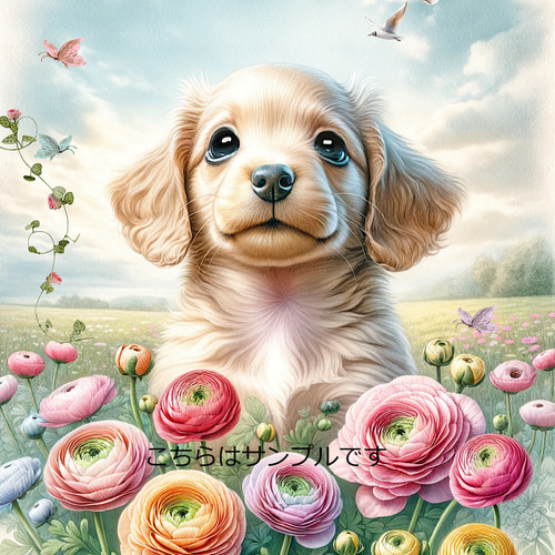 オリジナル 生地 ブロックデザイン パネル生地 犬 犬柄 ミニチュア