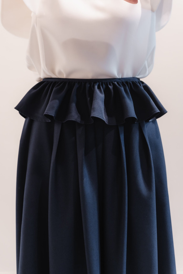 Sarasara skirt　ネイビー　sai　日本製　ストレスフリー　体型カバー　スカート　フリーサイズ　即納 8枚目の画像