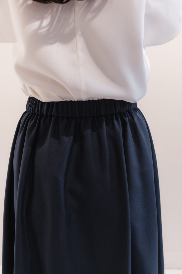 Sarasara skirt　ネイビー　sai　日本製　ストレスフリー　体型カバー　スカート　フリーサイズ　即納 6枚目の画像