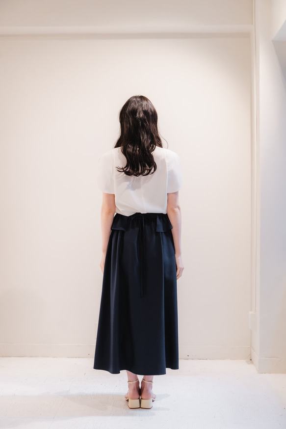 Sarasara skirt　ネイビー　sai　日本製　ストレスフリー　体型カバー　スカート　フリーサイズ　即納 4枚目の画像