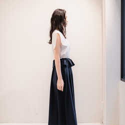 Sarasara skirt　ネイビー　sai　日本製　ストレスフリー　体型カバー　スカート　フリーサイズ　即納 3枚目の画像