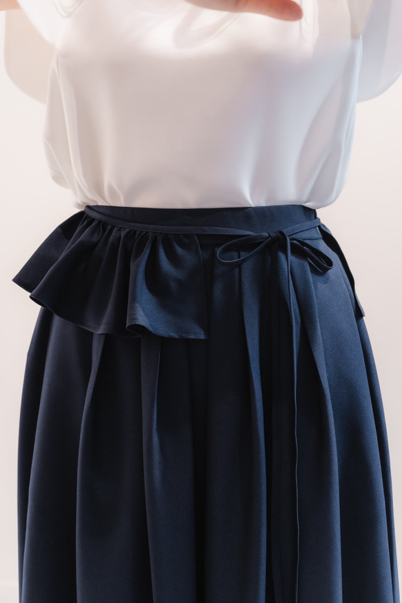 Sarasara skirt　ネイビー　sai　日本製　ストレスフリー　体型カバー　スカート　フリーサイズ　即納 9枚目の画像