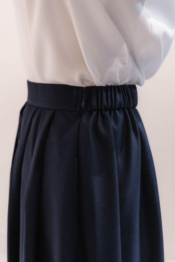 Sarasara skirt　ネイビー　sai　日本製　ストレスフリー　体型カバー　スカート　フリーサイズ　即納 5枚目の画像