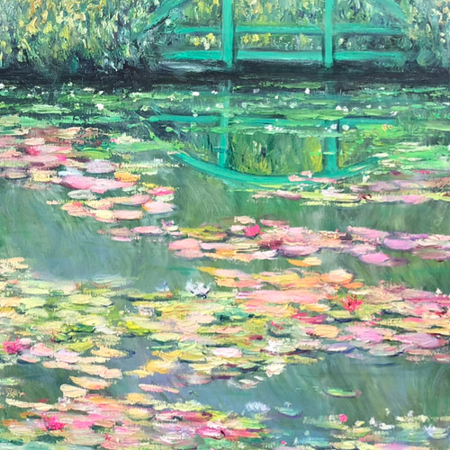 油絵 原画 オリジナル 「七色睡蓮」 送料無料 絵画 Masako's