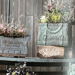 《可愛いバッグ型陶器鉢 》ヴィンテージレザーバゲージ 観葉植物 お花の寄せ植え ガーデニング アンティーク 595 2枚目の画像