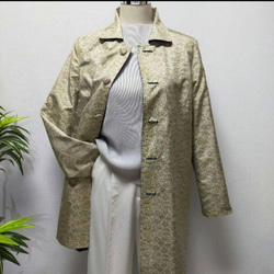着物リメイク　コート　リバーシブル　花柄　2WAY 大人かわいい　アンティーク　正絹　大島紬 6枚目の画像