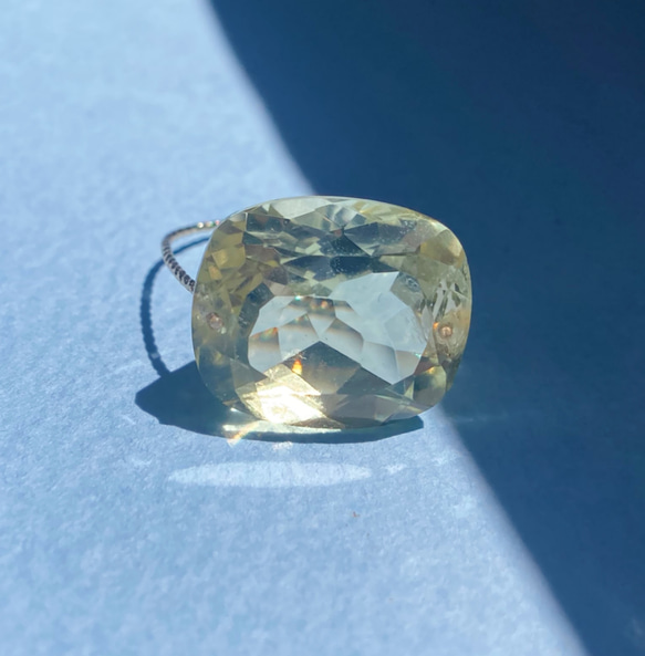 Prana candy gem ✴︎大粒レモンクォーツ✴︎宝石ルースのk14gfリング 8枚目の画像