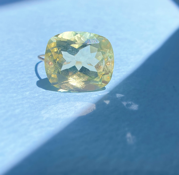 Prana candy gem ✴︎大粒レモンクォーツ✴︎宝石ルースのk14gfリング 9枚目の画像