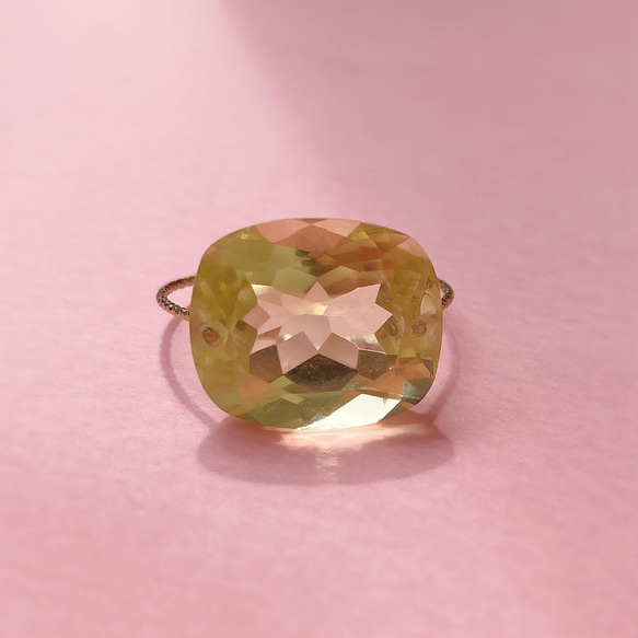 Prana candy gem ✴︎大粒レモンクォーツ✴︎宝石ルースのk14gfリング 13枚目の画像