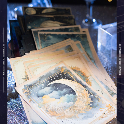 P24】コラージュ 素材 紙ものセット 海外 シート 素材紙 天体 4種 星