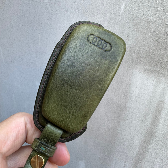 アウディ Audi Wax leather レザーキースーツ キーケース 革製品 プレゼント e-tron A4 A3 第2張的照片