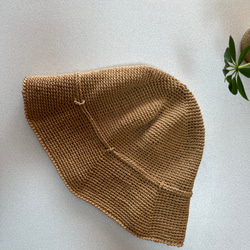 夏の帽子　亜麻糸で編んだ大人のシンプルなハット　 2枚目の画像