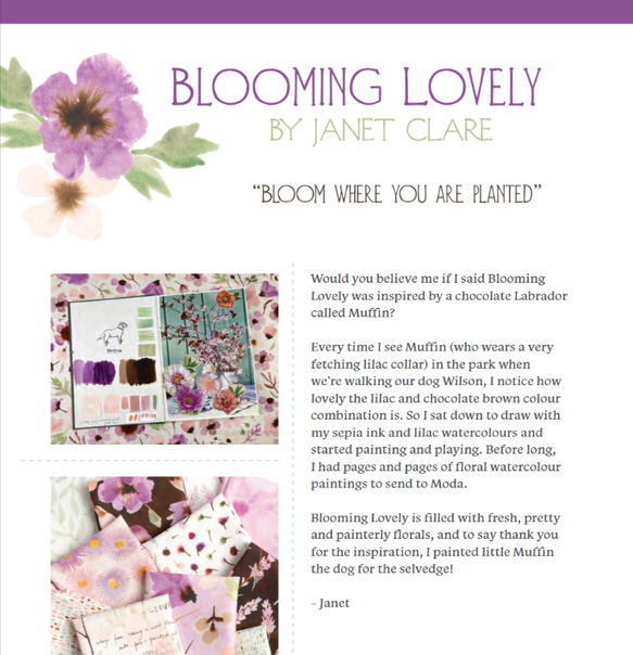 「Blooming Lovelyシリーズ　3枚セット」　modaカットクロス　Janet Clare 8枚目の画像