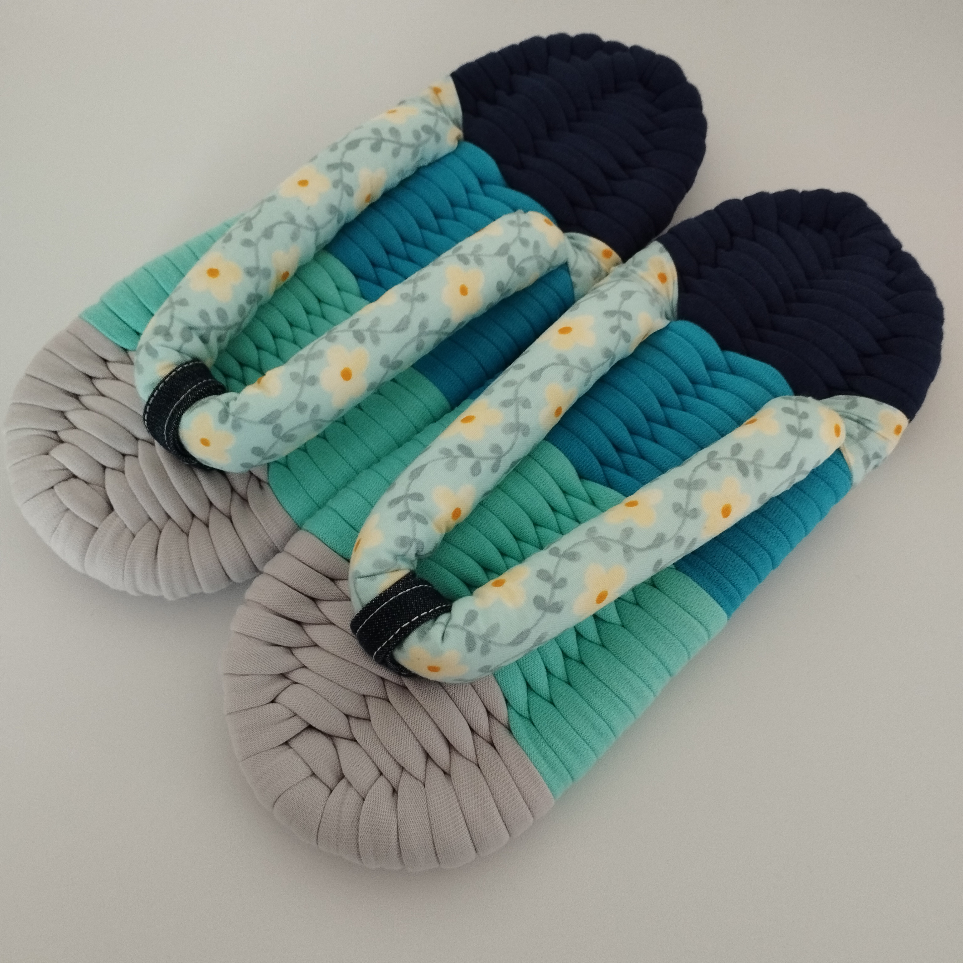 L:25cm【ツタハナ×デニム前坪】布ぞうり・ルームシューズ