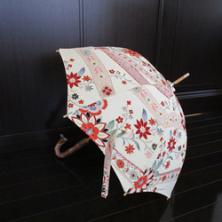昭和レトロ・唐花模様の日傘（傘袋付き） 2枚目の画像