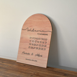 ウェルカムボード 木製 ウェルカムスペース シンプル おしゃれ 結婚式 ウェディング 名入れ【ウェルカムボードカレンダー 1枚目の画像