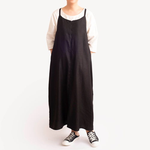 I(アイ)ライン リネン 歩き姿の美しいジャンパースカート サイズSML