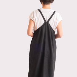 Ｉ(アイ)ライン　リネン　ジャンパースカート　サイズSML　体形に合わせてお作りもできます　ブラック 5枚目の画像