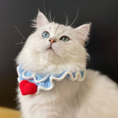 和風つまみ細工付き(エメラルド)わんちゃん猫ちゃん用襟つき首輪 つまみ細工(水色)わんちゃん猫ちゃん用襟つき首輪