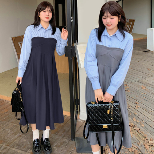 春夏新作 XL~5XL プリーツロングスカート ワンピース 大きい